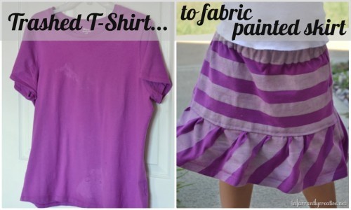 10 Fabulous DIY Ways to Recycle Old Tees t shirt into skirt tutorial e1428811452900