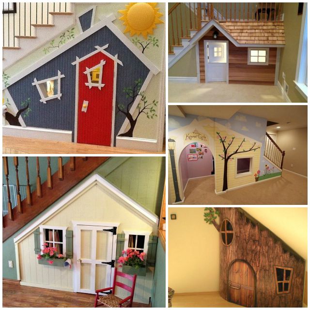 wooden playhouse with stairs