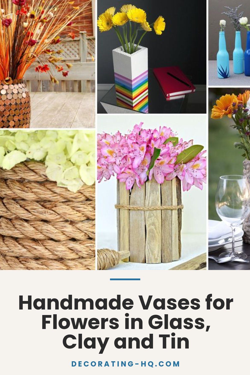 Handmade Vases for Flowers in Glass, Clay and Tin