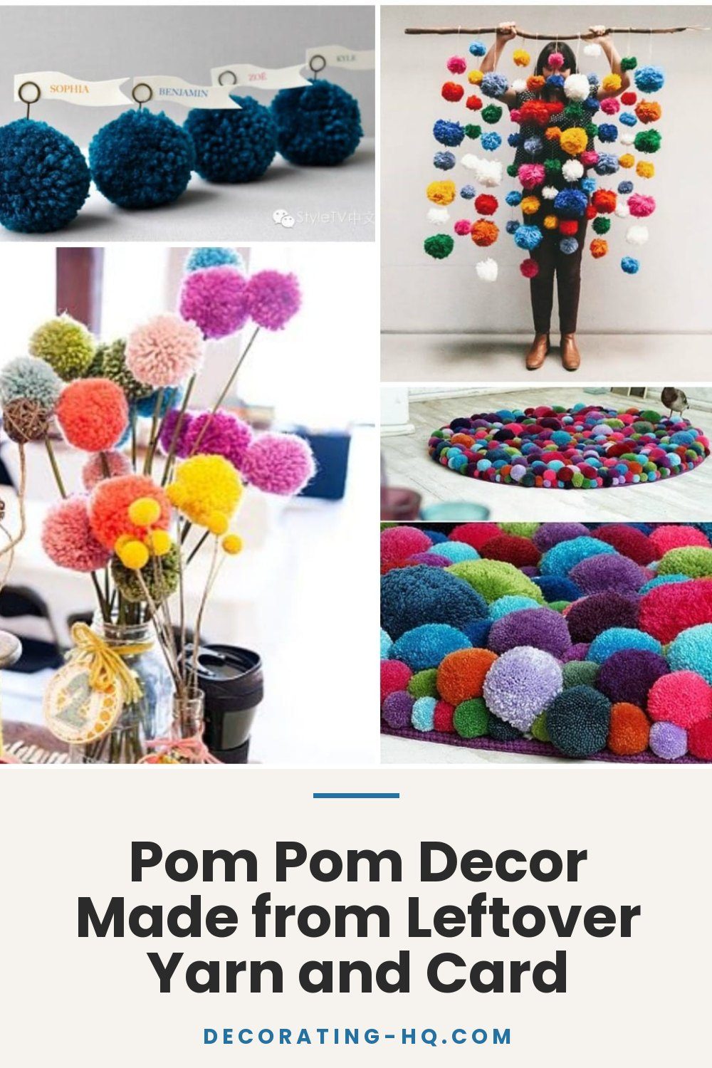 Pom Pom Decor Made from Leftover Yarn and Card