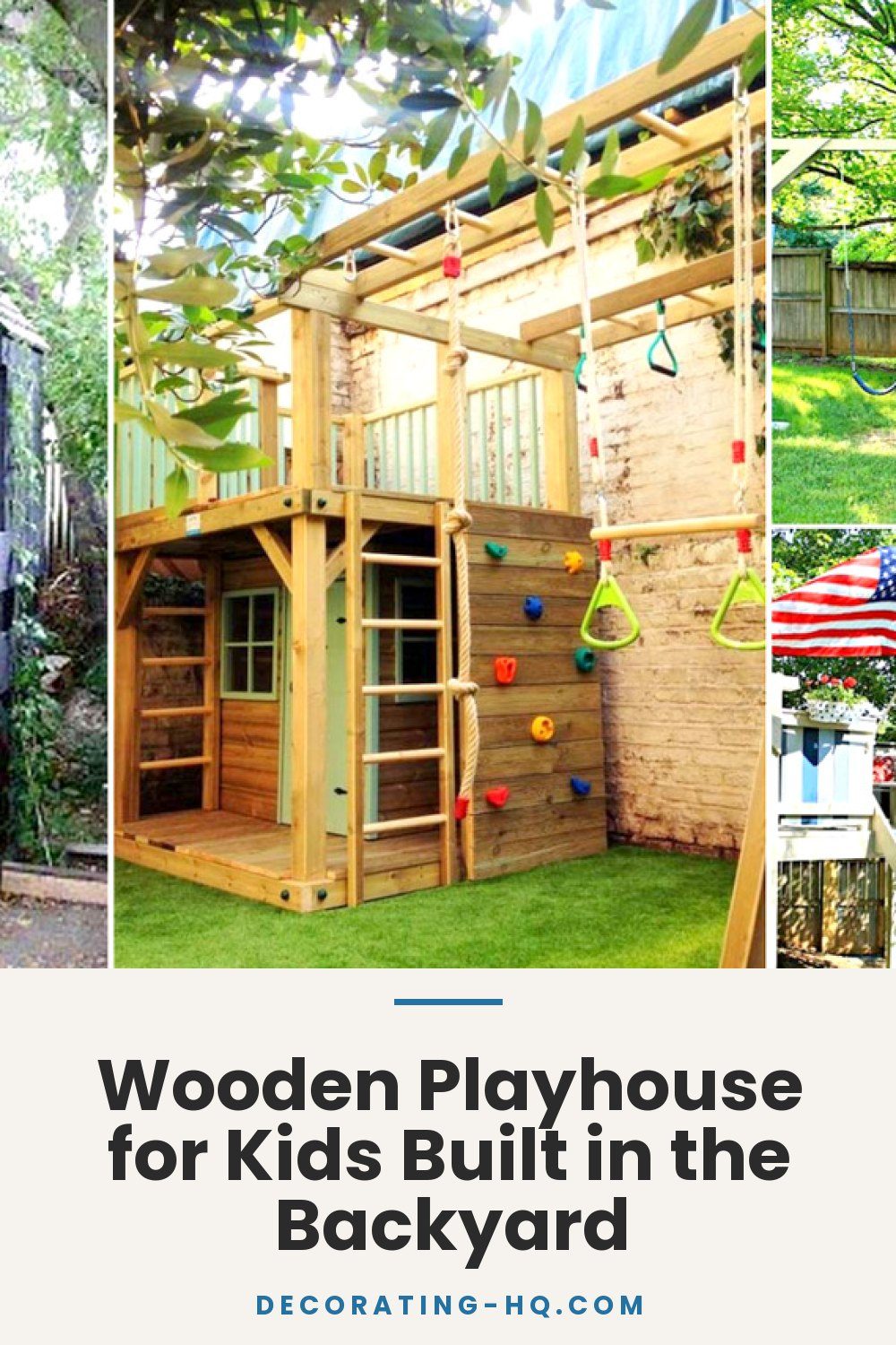 Wooden Playhouse for Kids Built in the Backyard