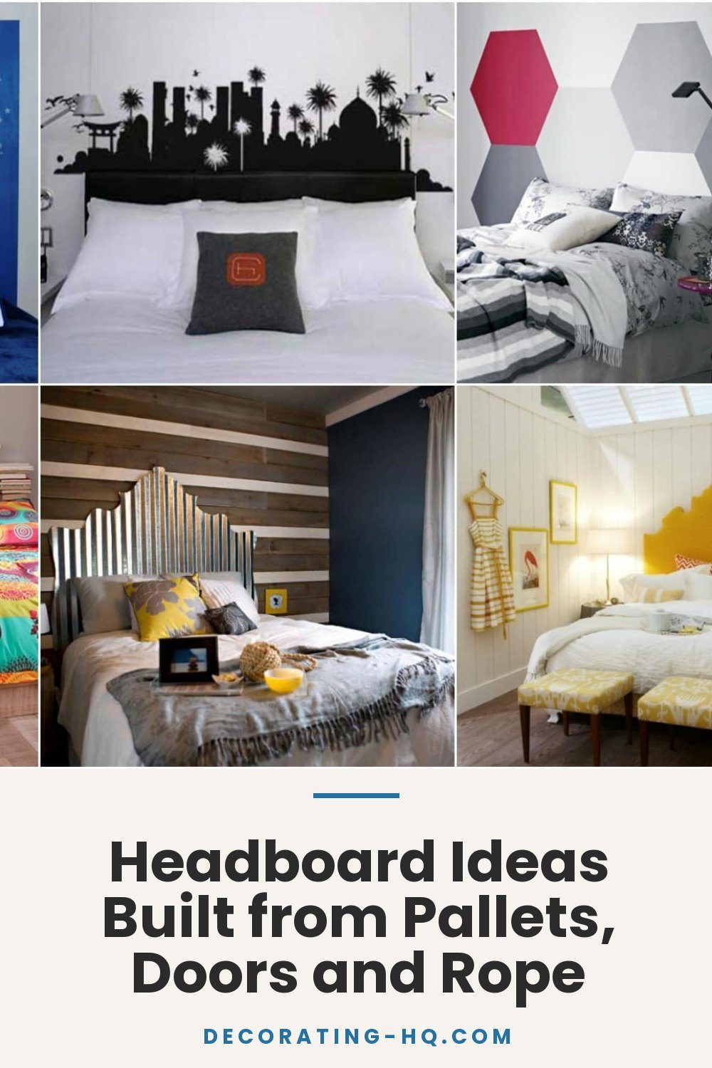 Headboard Ideas Built from Pallets, Doors and Rope