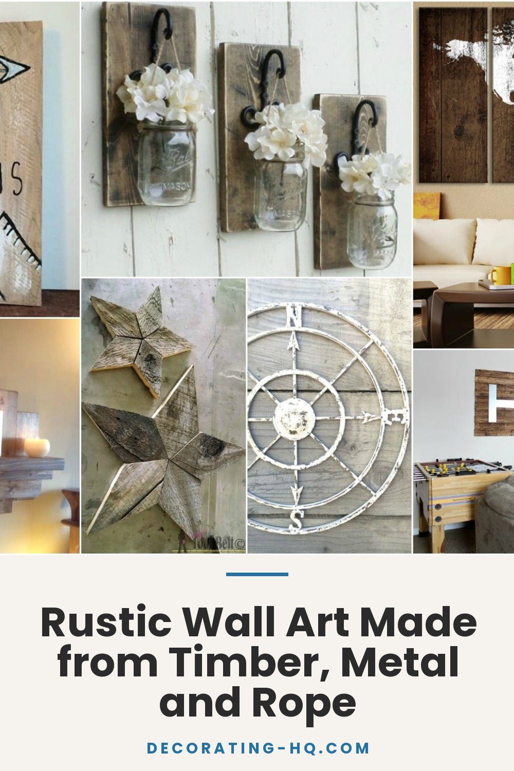 Rustic Wall Art Made from Timber, Metal and Rope