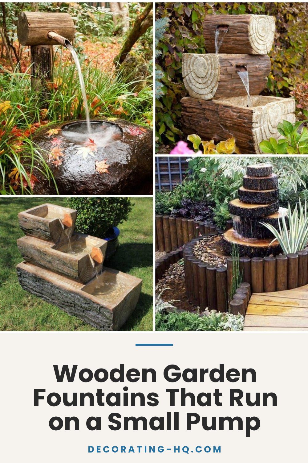 Wooden Garden Fountains That Run on a Small Pump
