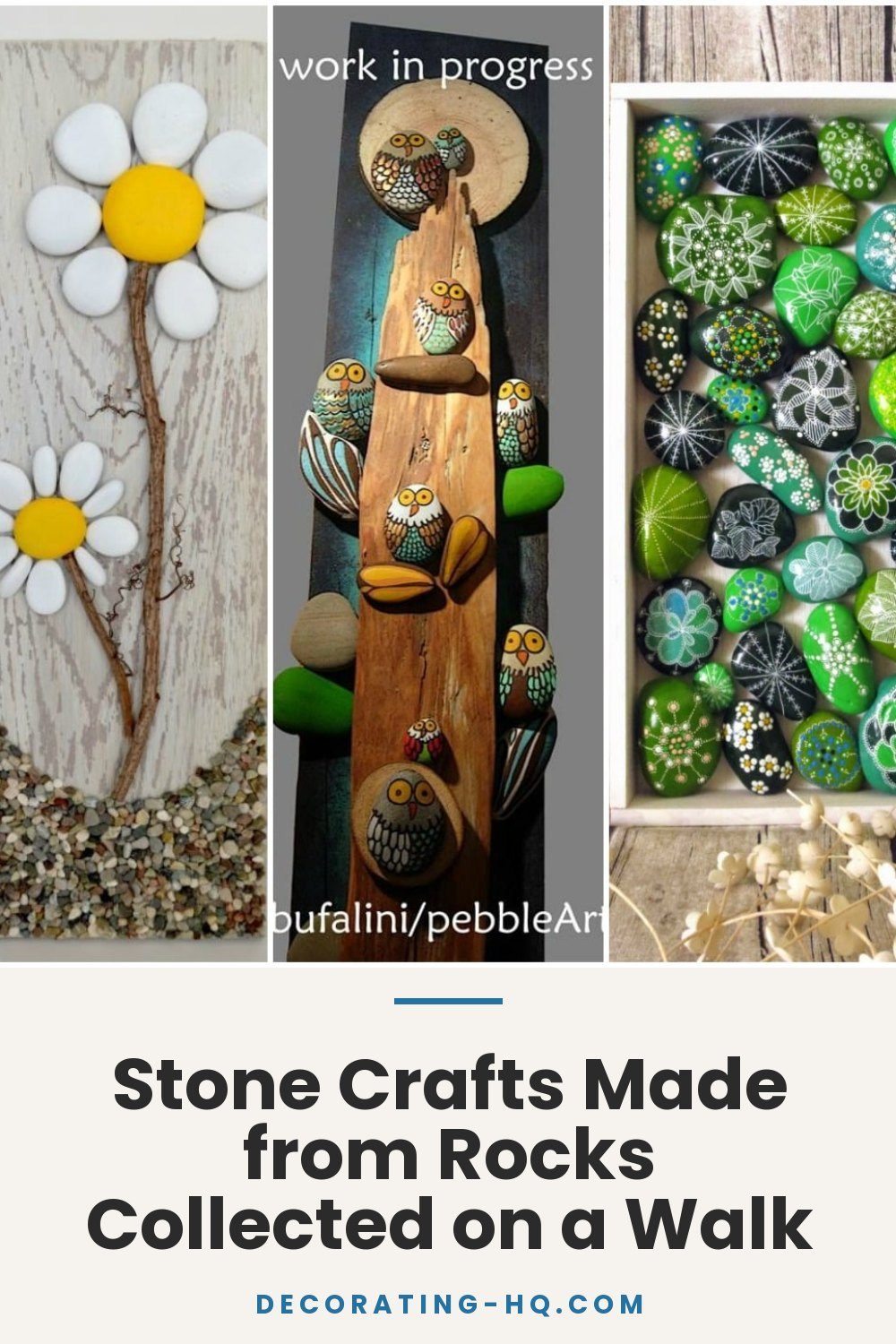 Stone Crafts Made from Rocks Collected on a Walk