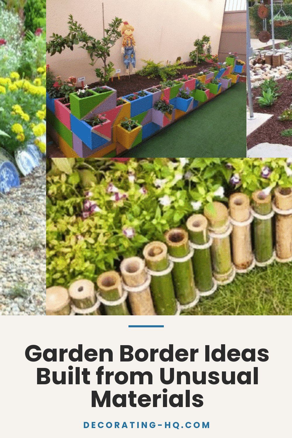 Garden Border Ideas Built from Unusual Materials