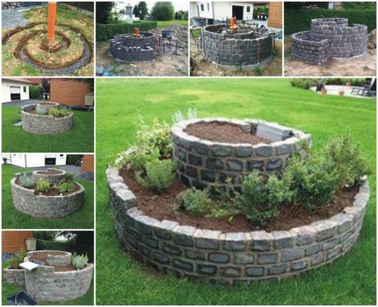 Build a Brick Spiral Herb Garden wonderfuldiy