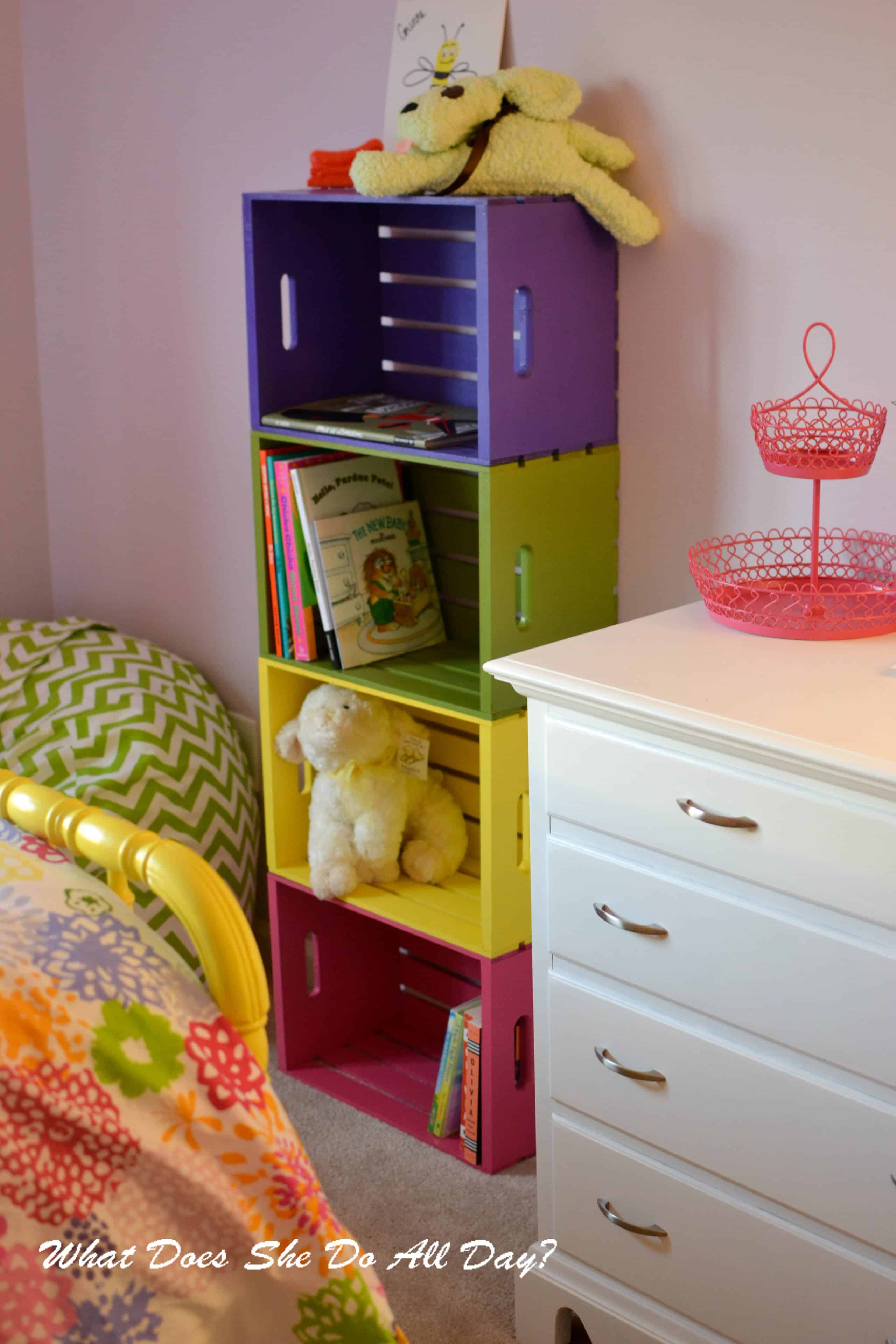 Colorful Wood Crate Bookcase