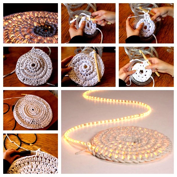 Wonderful DIY Crochet Lights Rug for Living room