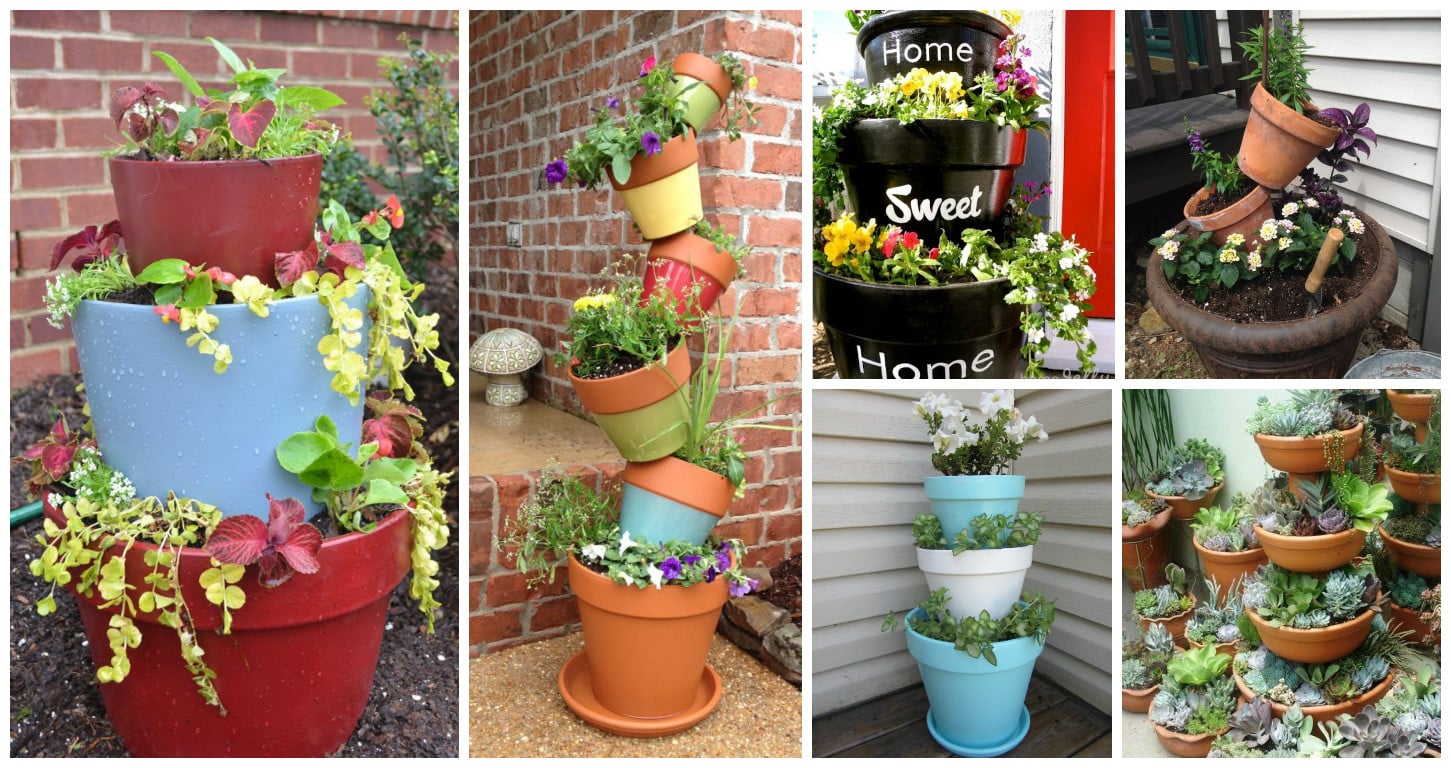 DIY Stacked Flower Pots