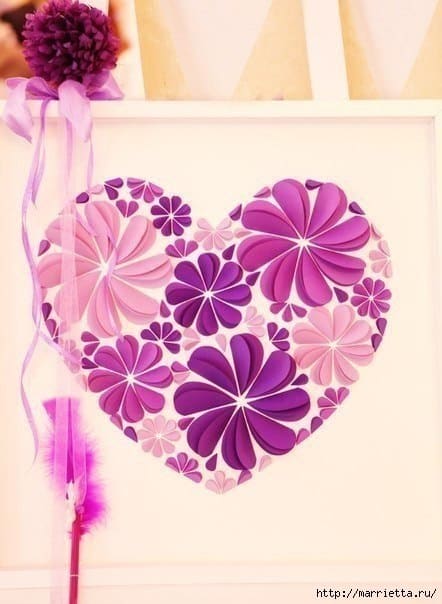 Easy paper heart flower wall art01