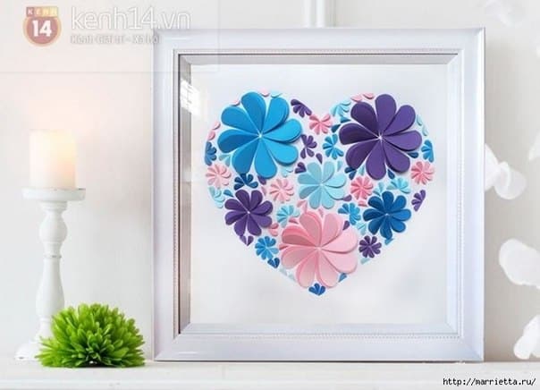 Easy paper heart flower wall art02