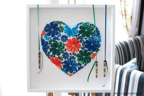 Easy paper heart flower wall art04