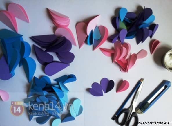 Easy paper heart flower wall art06