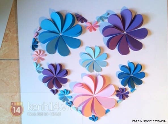 Easy paper heart flower wall art08
