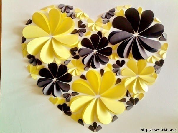 How to Make Easy Paper Heart Flower Wall Art