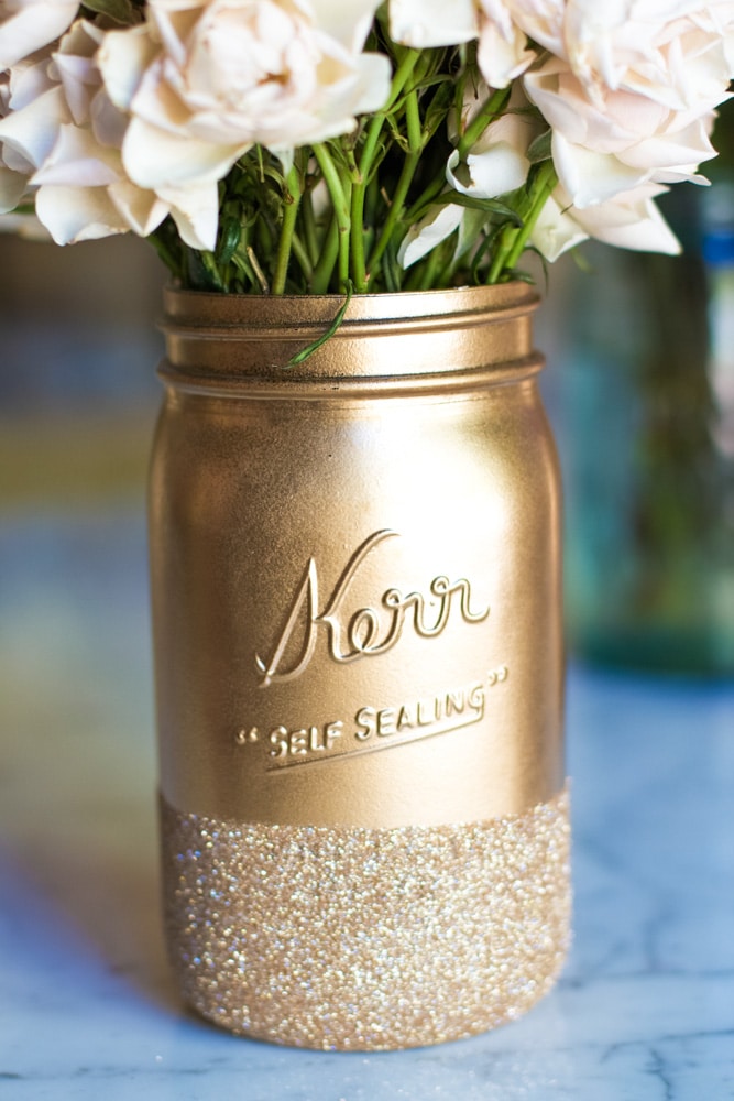 Glitter Dipped Mason Jars