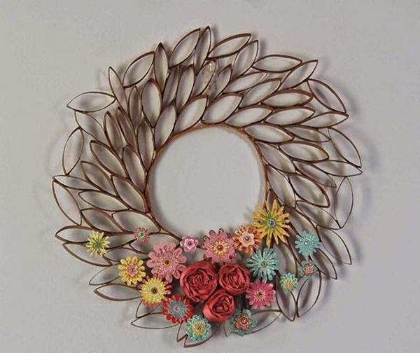 How to DIY Toilet Paper Roll Flower Wall Art 3