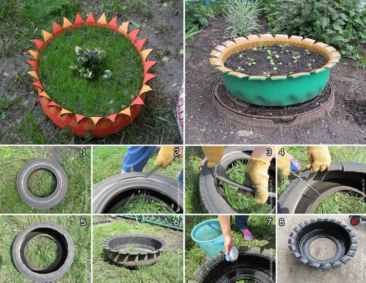 Old Tire Turned into Plant Pot