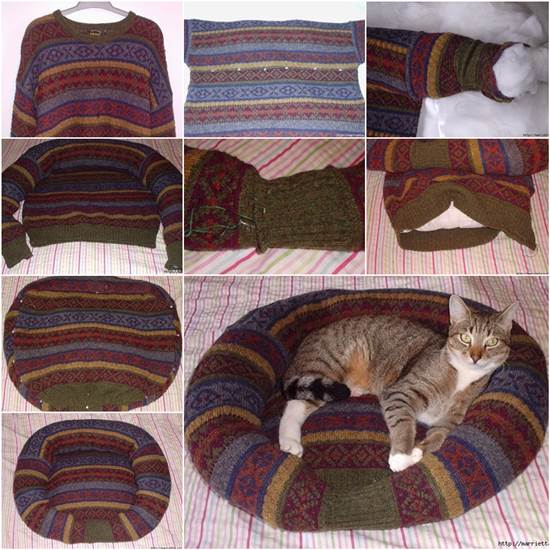 Pet Bed from Old Sweater