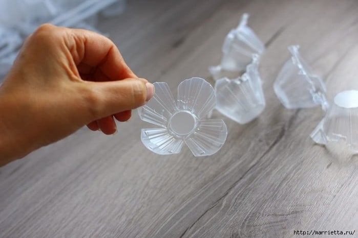 Plastic flower bouquet from egg