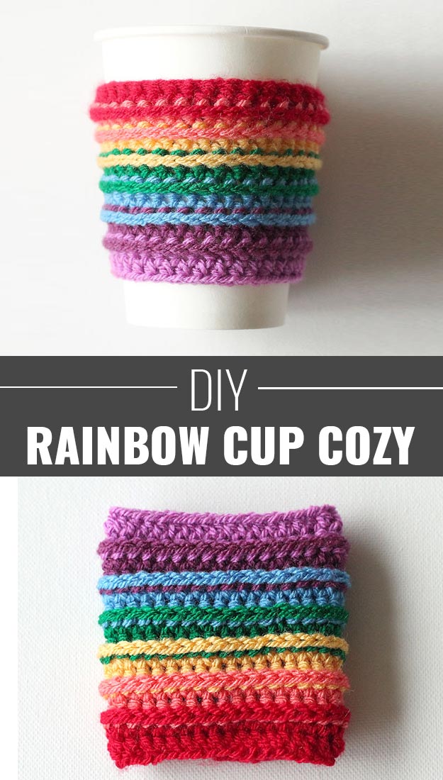 Rainbow Crochet Cup Cozy