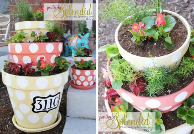 15+ Wonderfull DIY Stacked Flower Pots