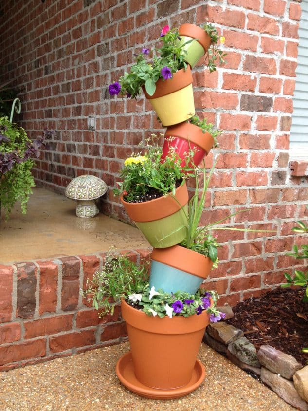 15+ Wonderfull DIY Stacked Flower Pots