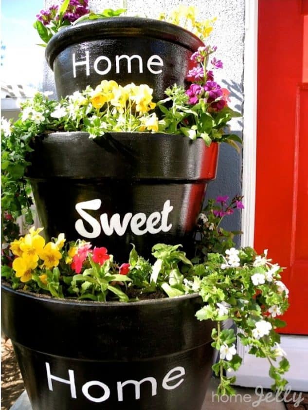 15+ Wonderfull DIY Stacked Flower Pots