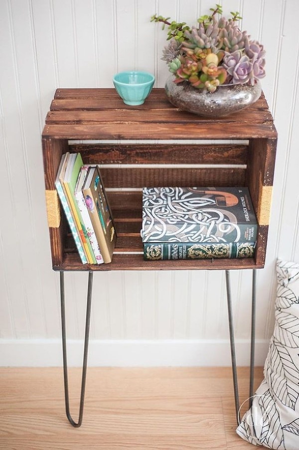 Wood Crate Console Table and Shelf