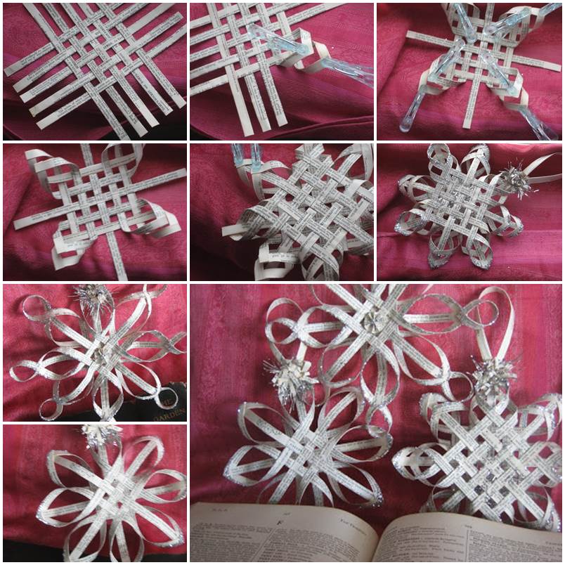 DIY Woven Paper Star Snowflake Ornaments