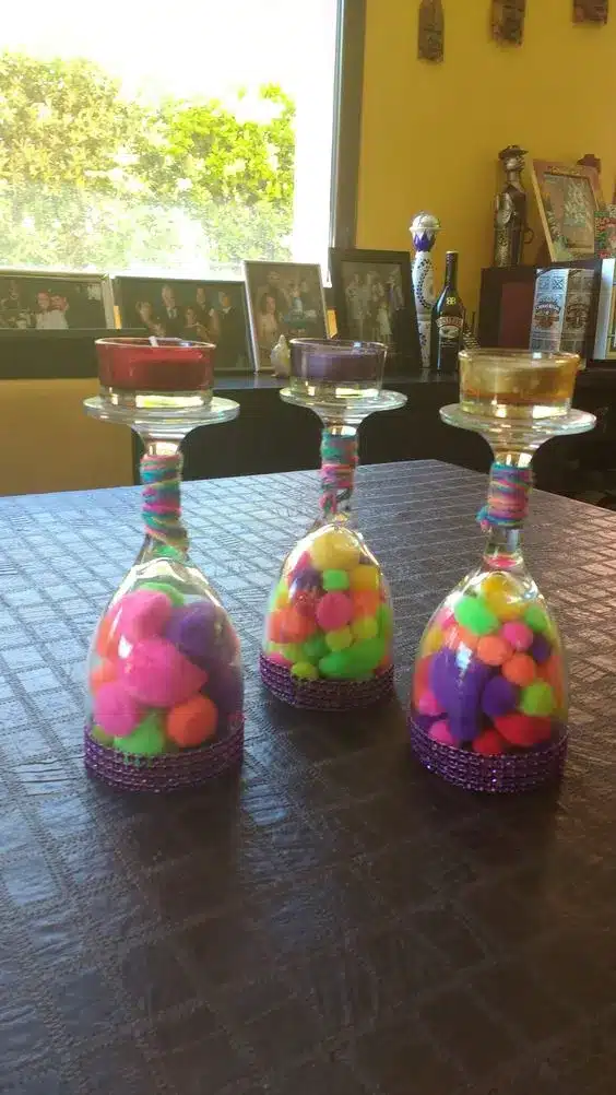 adorable easter wine glass centerpieces