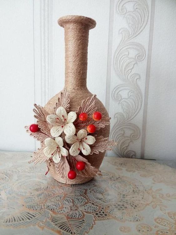 amazing jute bottle decoration ideas 1