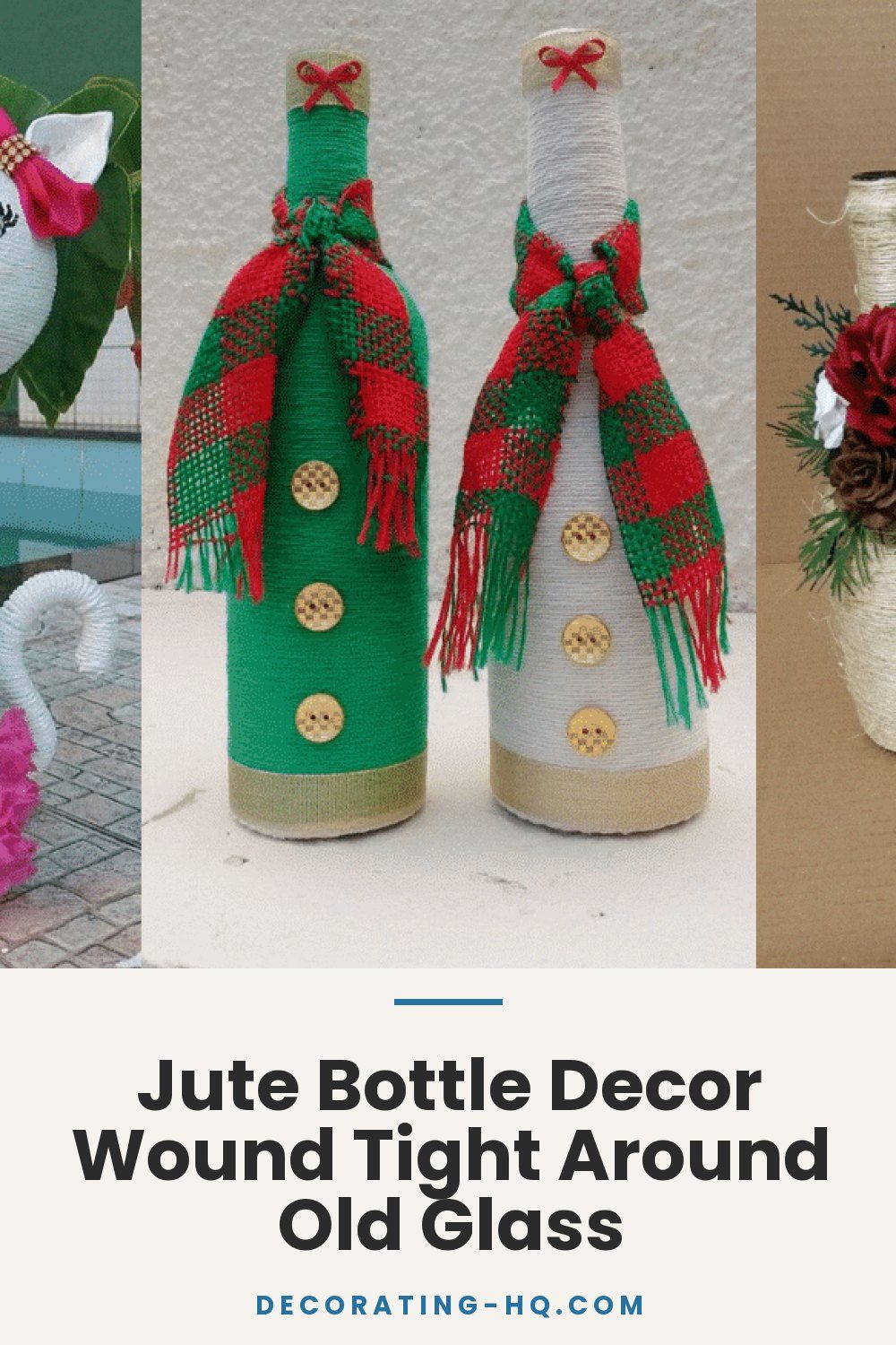 Jute Bottle Decor Wound Tight Around Old Glass
