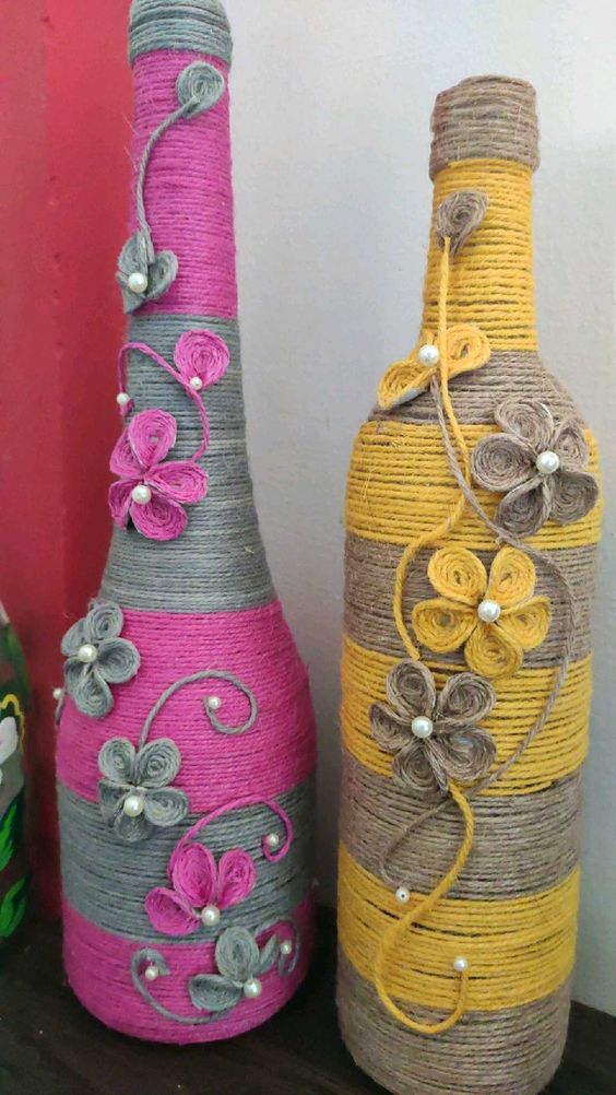 amazing jute bottle decoration ideas 5