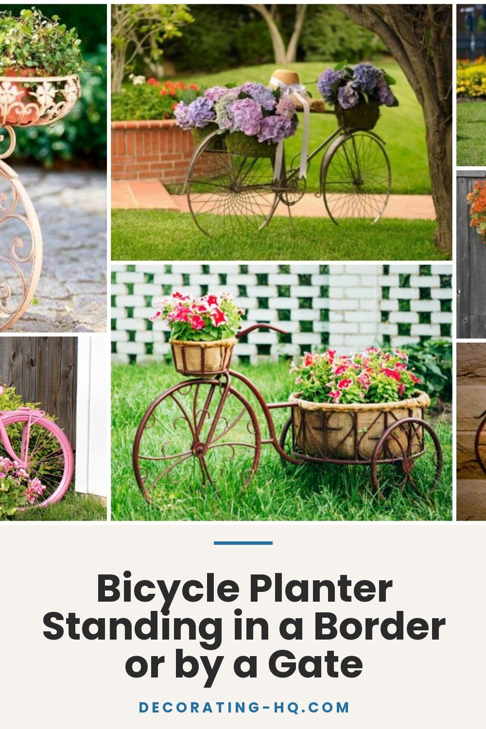 Bicycle Planter Standing in a Border or by a Gate