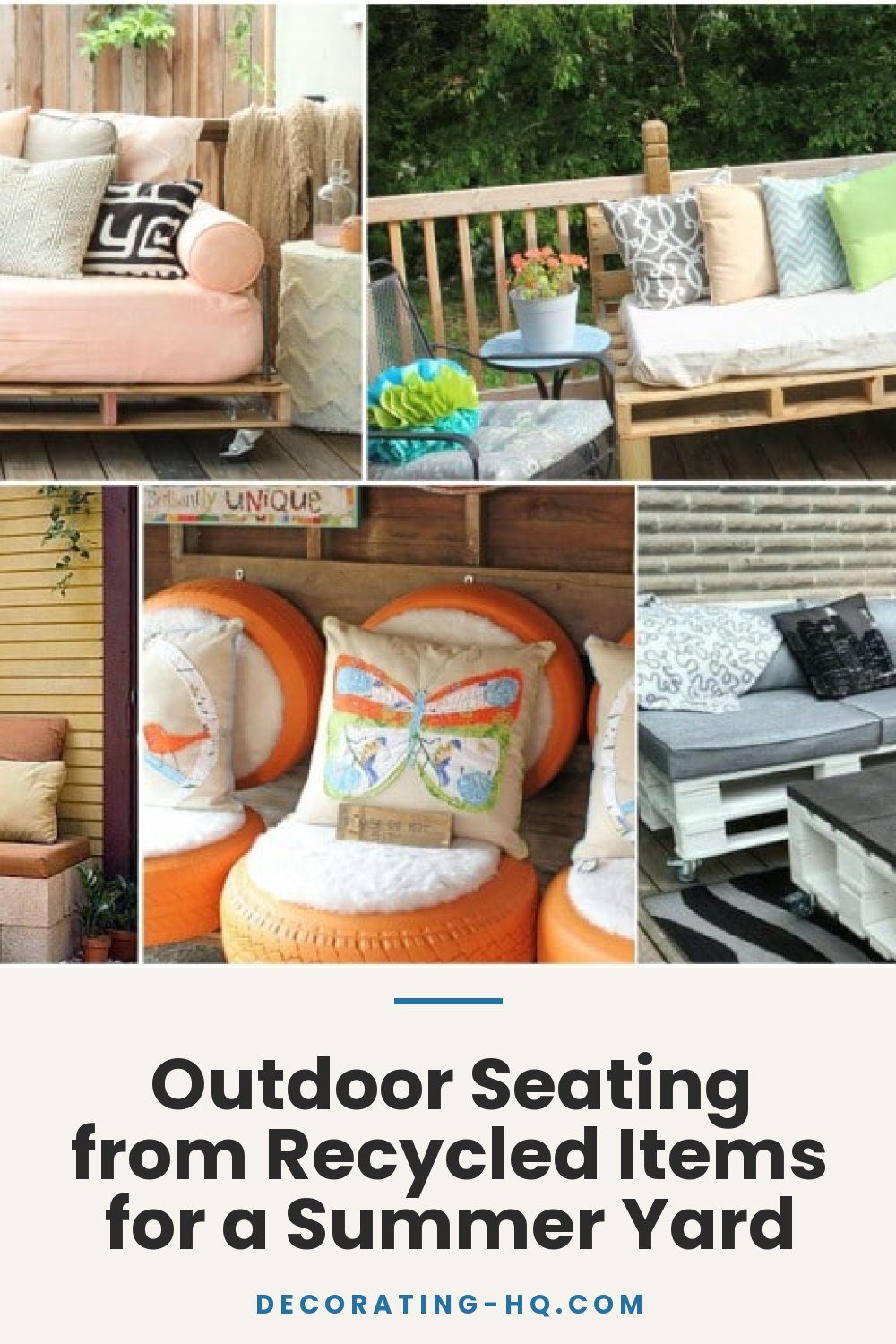 Outdoor Seating from Recycled Items for a Summer Yard