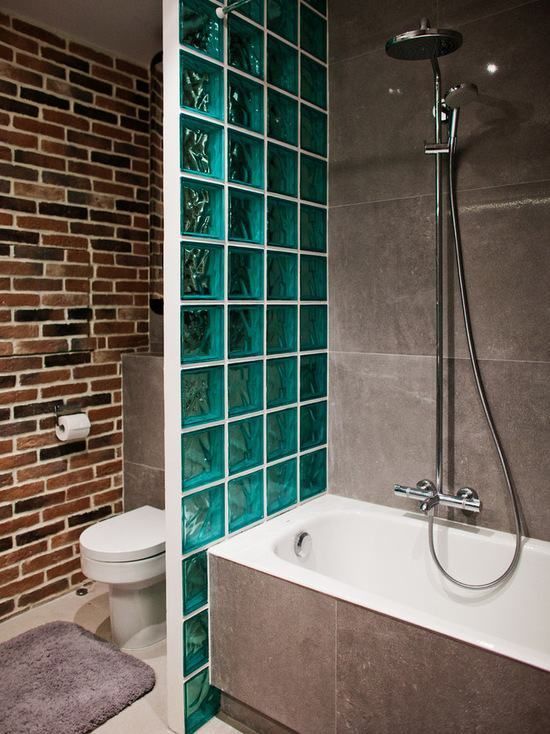 bathroom decorated with glass blocks 1
