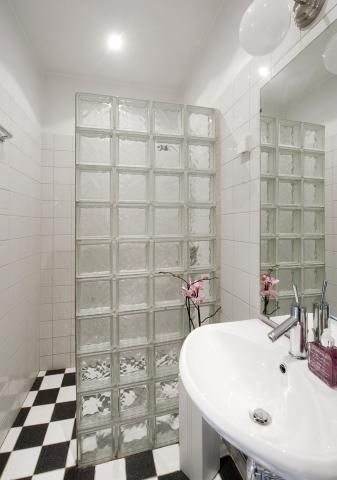 bathroom decorated with glass blocks 12