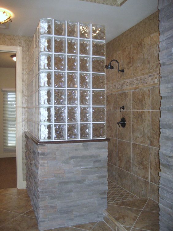 bathroom decorated with glass blocks 13