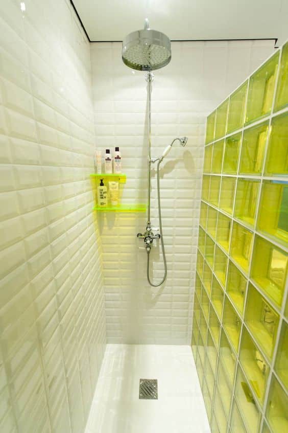 bathroom decorated with glass blocks 14