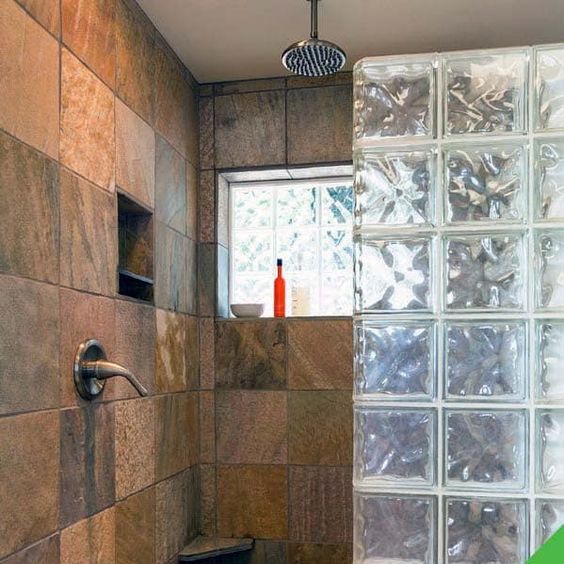 bathroom decorated with glass blocks 5