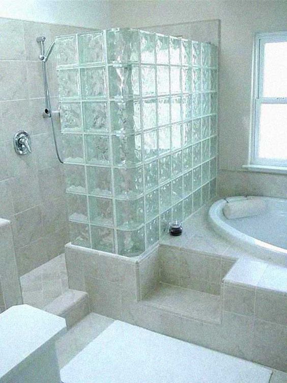bathroom decorated with glass blocks 6