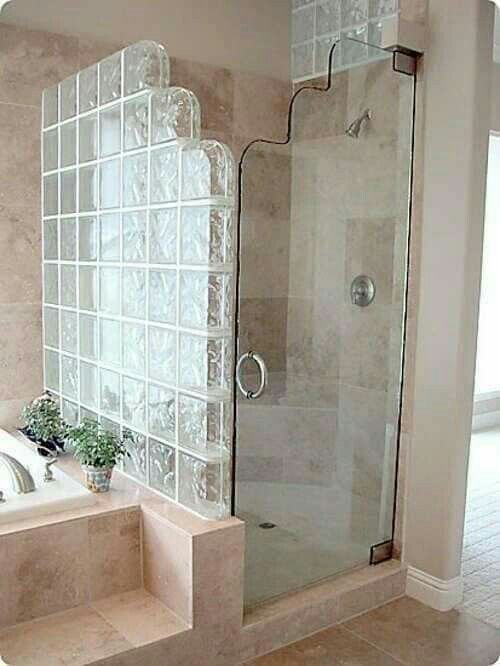 bathroom decorated with glass blocks 7