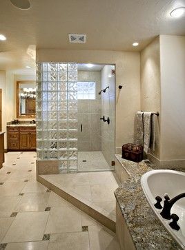 bathroom decorated with glass blocks 8