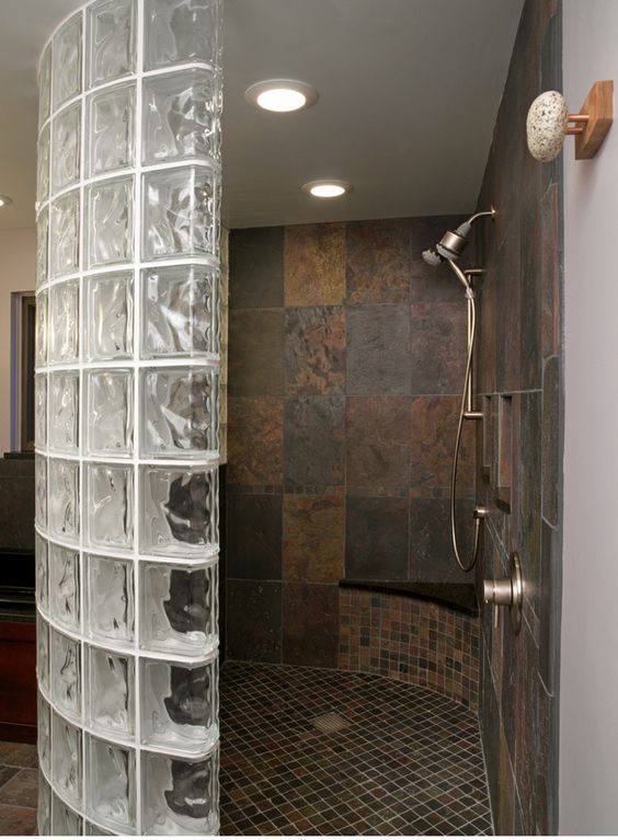 bathroom decorated with glass blocks 9