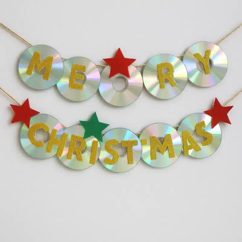 Repurposed CDs Turned into Stunning Holiday Decor beautiful christmas arrangements made with old cds 1