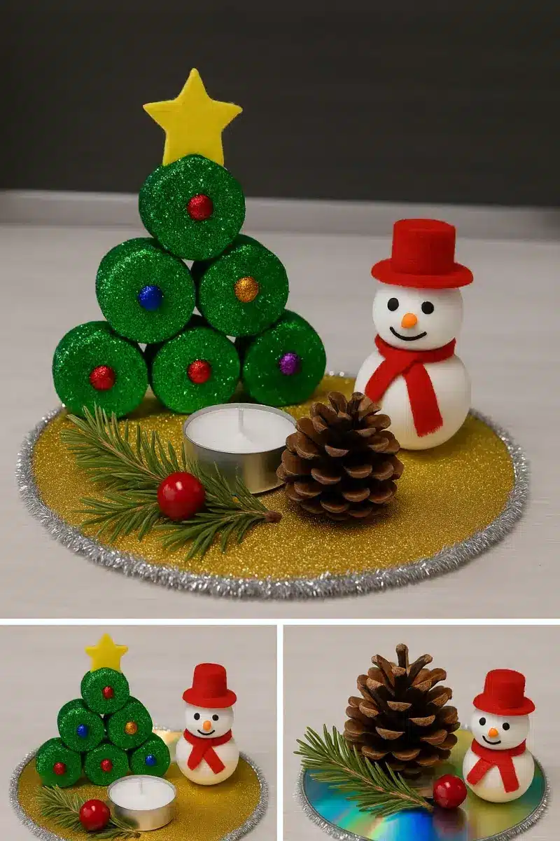 Repurposed CDs Turned into Stunning Holiday Decor beautiful christmas arrangements made with old cds 10