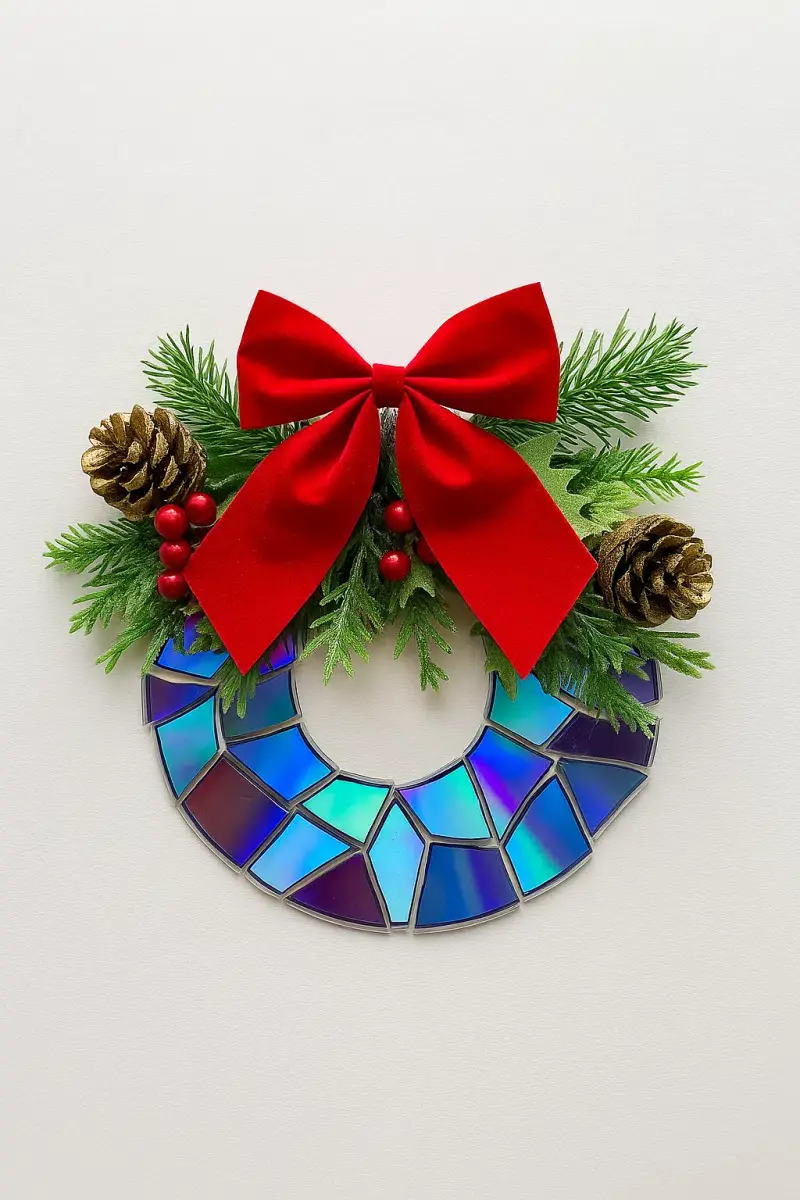 Repurposed CDs Turned into Stunning Holiday Decor beautiful christmas arrangements made with old cds 2