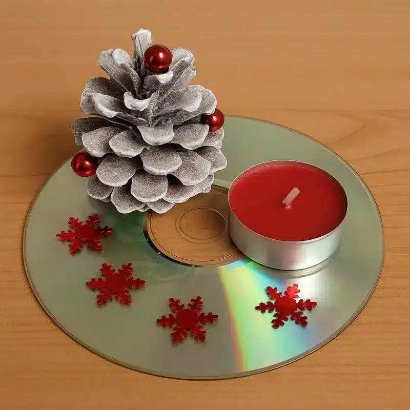 Repurposed CDs Turned into Stunning Holiday Decor beautiful christmas arrangements made with old cds 7